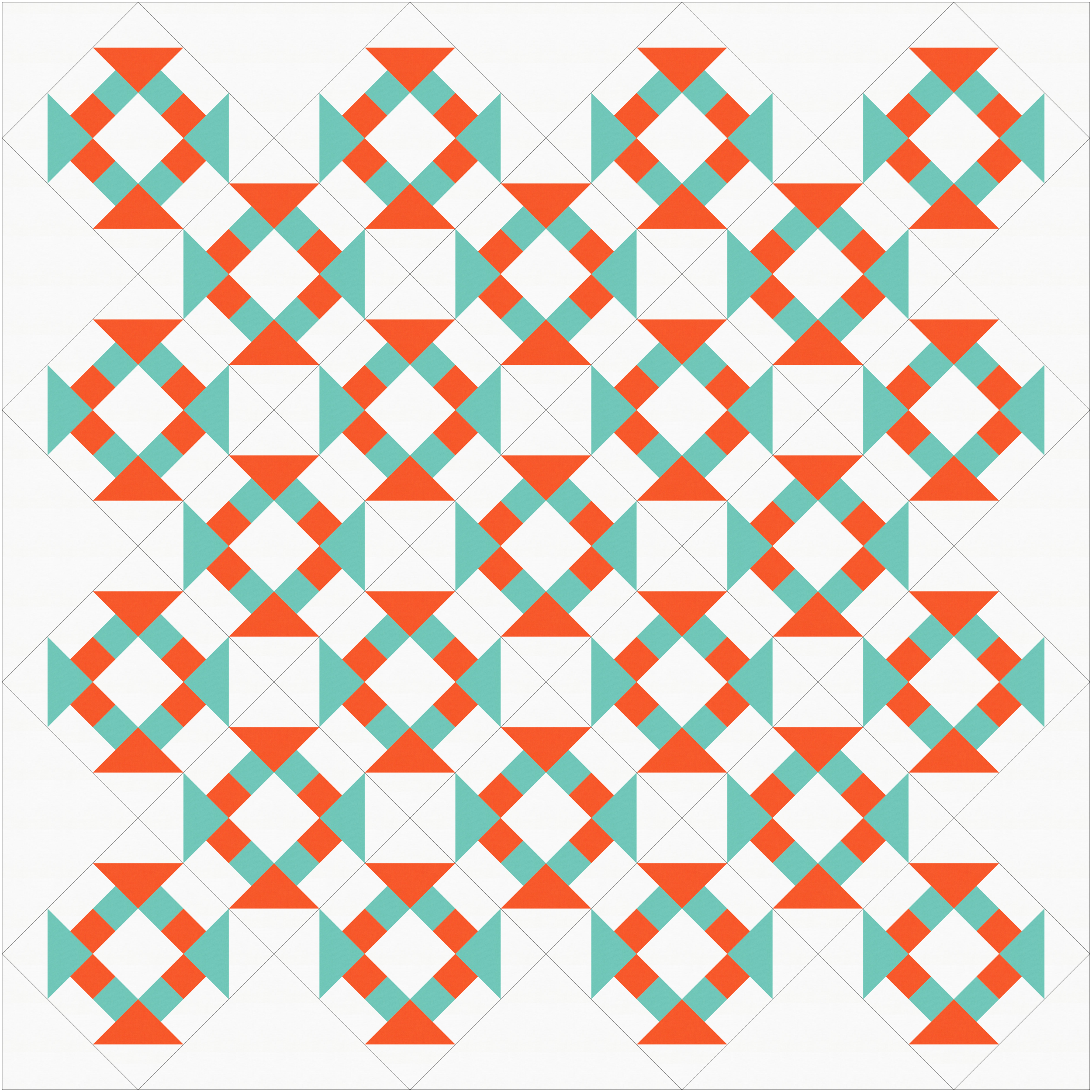 Christmas Scrappy Churn Dash quilt on point