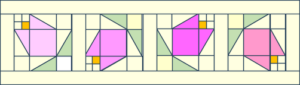 Geometric quilt pattern design for fabric cutting inspiration.
