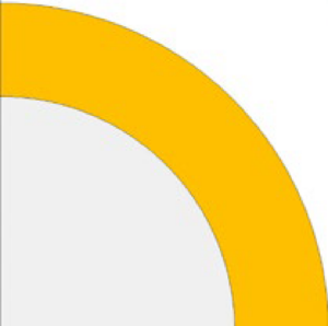 A yellow and grey abstract pattern on a curved shape background.