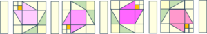 Geometric fabric pattern with pink squares for textile designs in West Gosford.