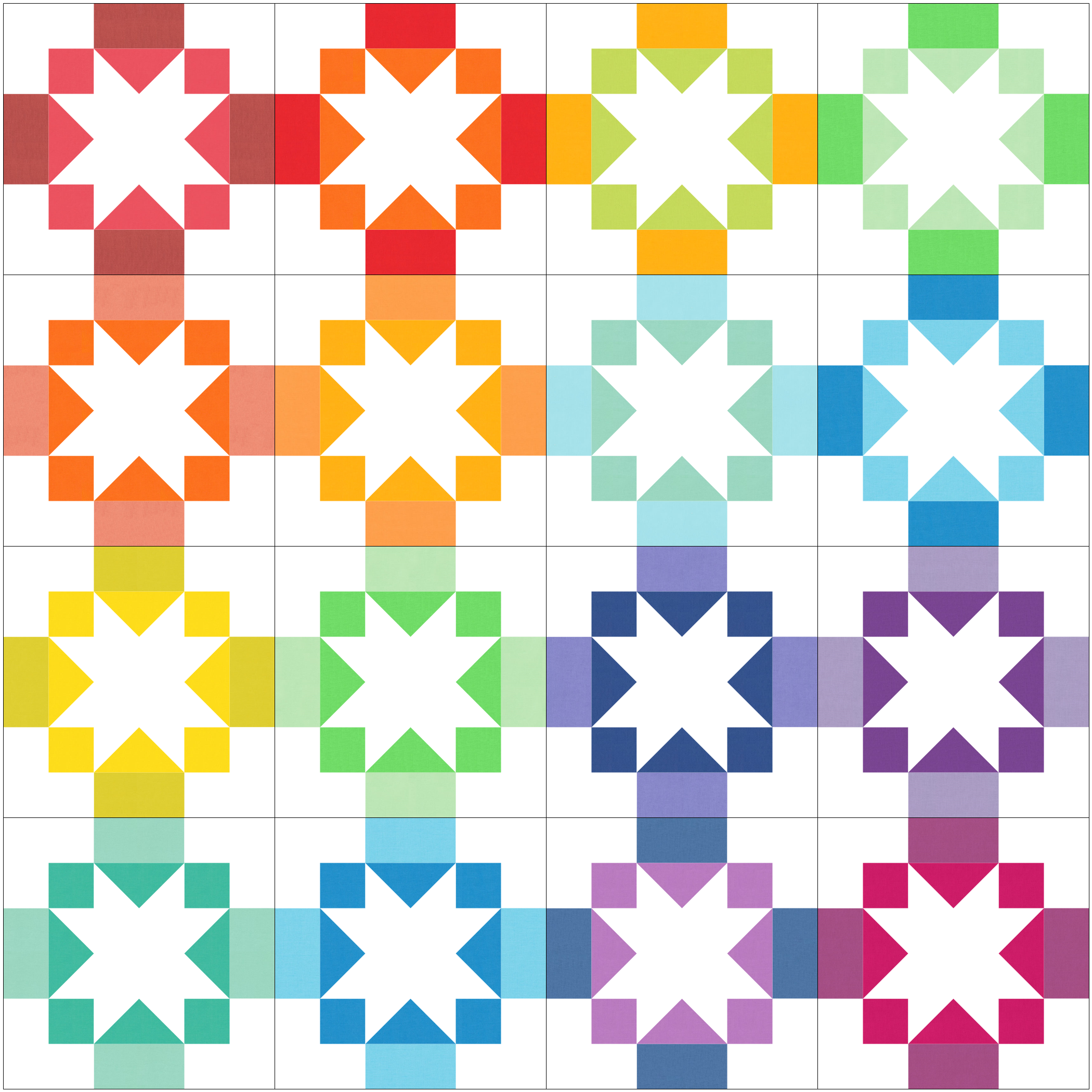 Rainbow Star Stamp quilt
